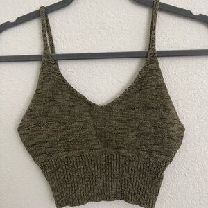 Zara Olive Green Knit Crop Top